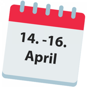 Kalender mit Datum 14.-16. April